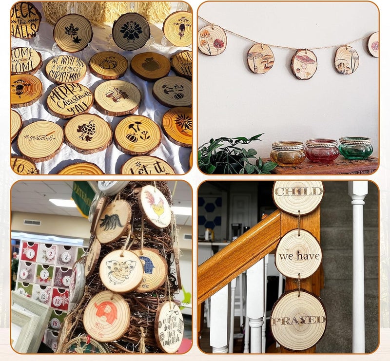 Timburst 30 PCS Natural Unfinished Wood Slices, 2.7" - 3.1" Wooden Rounds with Hole, Wood Circles for Crafts Doodle, Splice, Paint, Art, Decorate - Image 5